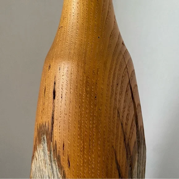 Mid Century Live Edge Wood Vase Hand Turned Wood Vase California Wooden Bottle - Picture 4 of 17